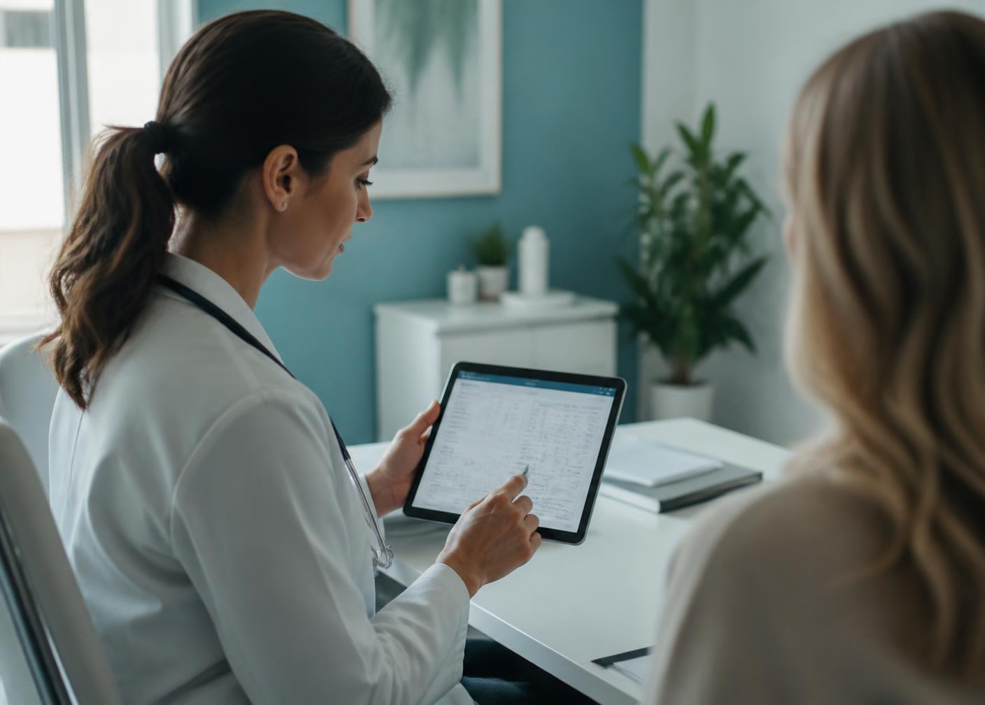 Physician reviewing lab results with a patient